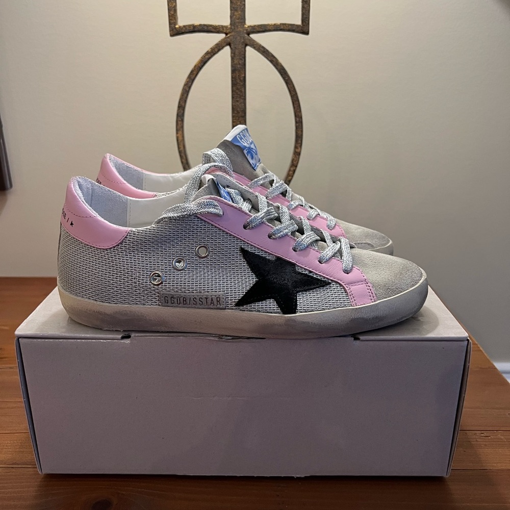 Golden Goose Classic Super Star Pink/Black/Silver Size 38